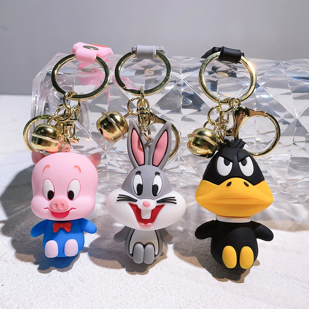 Disney Keychains Kawaii Cartoon Pig Bunny Doll Keyring Key C