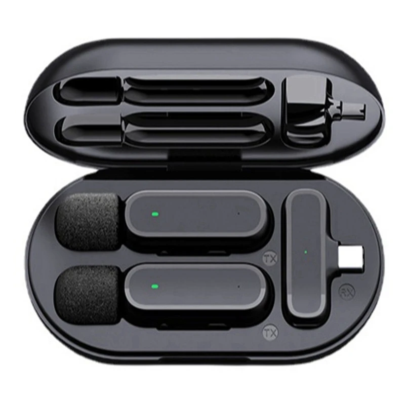 Wireless Lavalier Microphone Type-C Audio And Video Recording HD Noise Reduction One For Two Charging Version