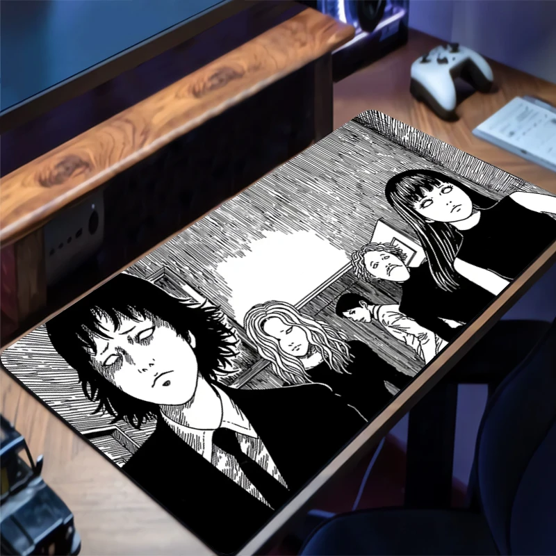 Фото Коврик для мыши J-junji Ito, коврик для компьютерной игры, игровые аксессуары, большой нескользящий настольный коврик с принтом, коврик для клавиатуры, коврик для ПК, коврик для мыши №2