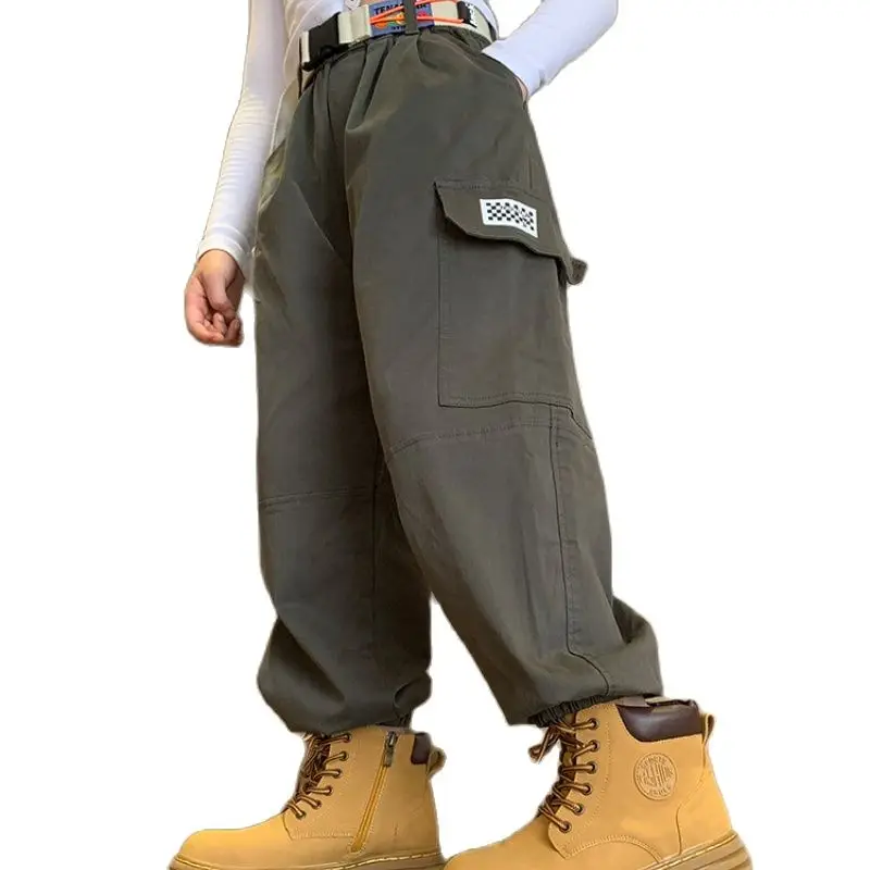 

Модная одежда для девочек, повседневные брюки, новинка на весну и осень, брюки с боковыми карманами, детская одежда для подростков, корейские Комбинезоны, 8, 10, 12, 14 лет