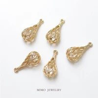 mimo jewelry copper plated genuine gold hollow out conical hot air balloon shaped zircon pendant diy manual accessories