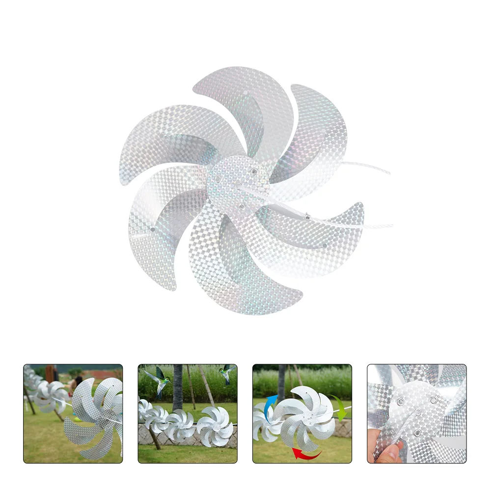 

1 Set of Sparkly Rotating Pin Wheel String Bird Deterrent Windmill for Outdoor