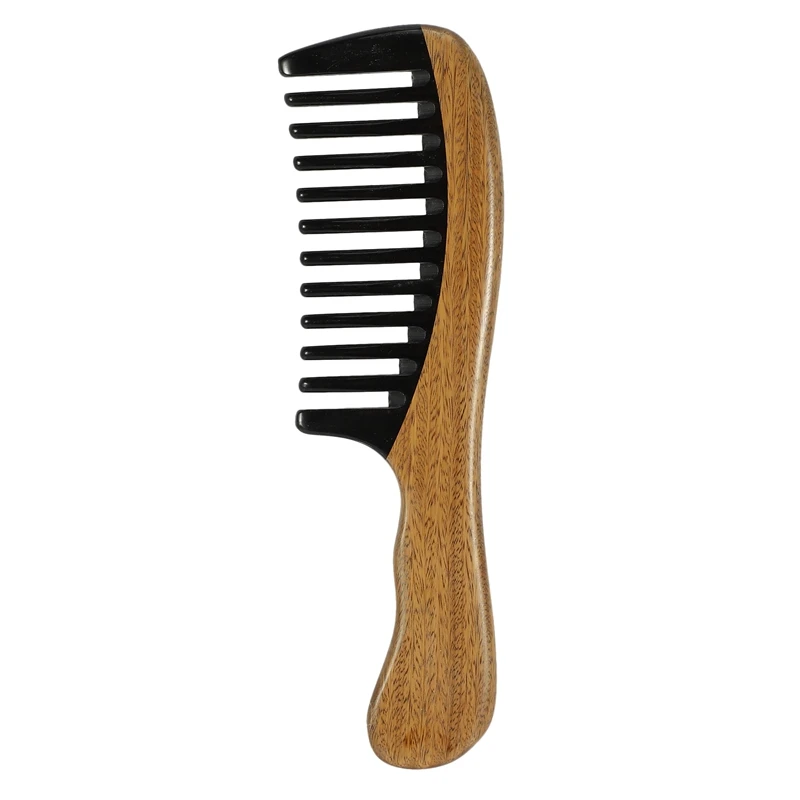 

Top Deals Green Sandalwood Hair Comb No Static Detangling Natural Aroma Handmade Wooden Buffalo Horn Comb Fine Tooth Comb