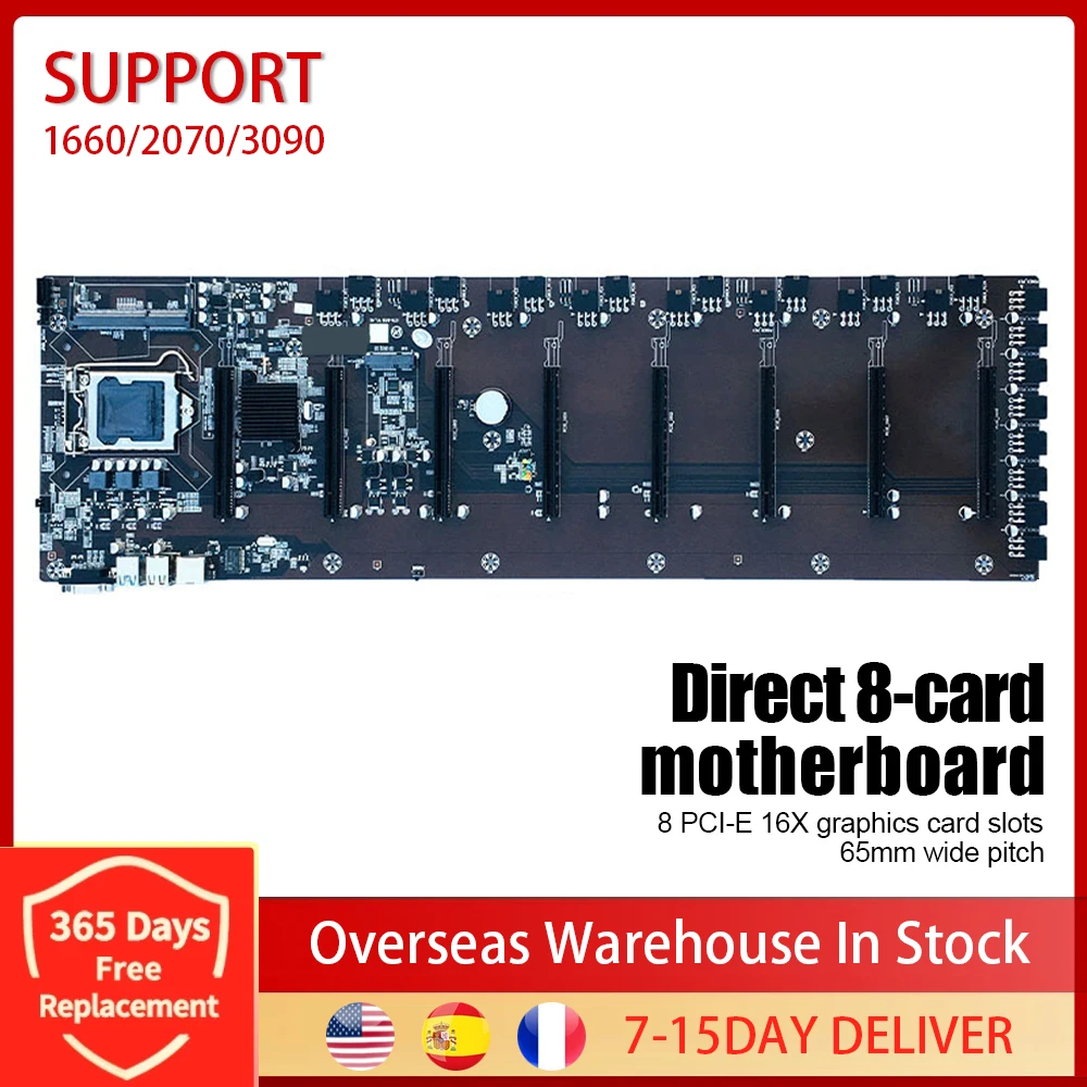 

BTC-B75 Computer Motherboard E-ATX MDDR3 8G USB 3.0 SATA 3.0 Mainboard Support for 1660/2070/3090 Series Graphics Card