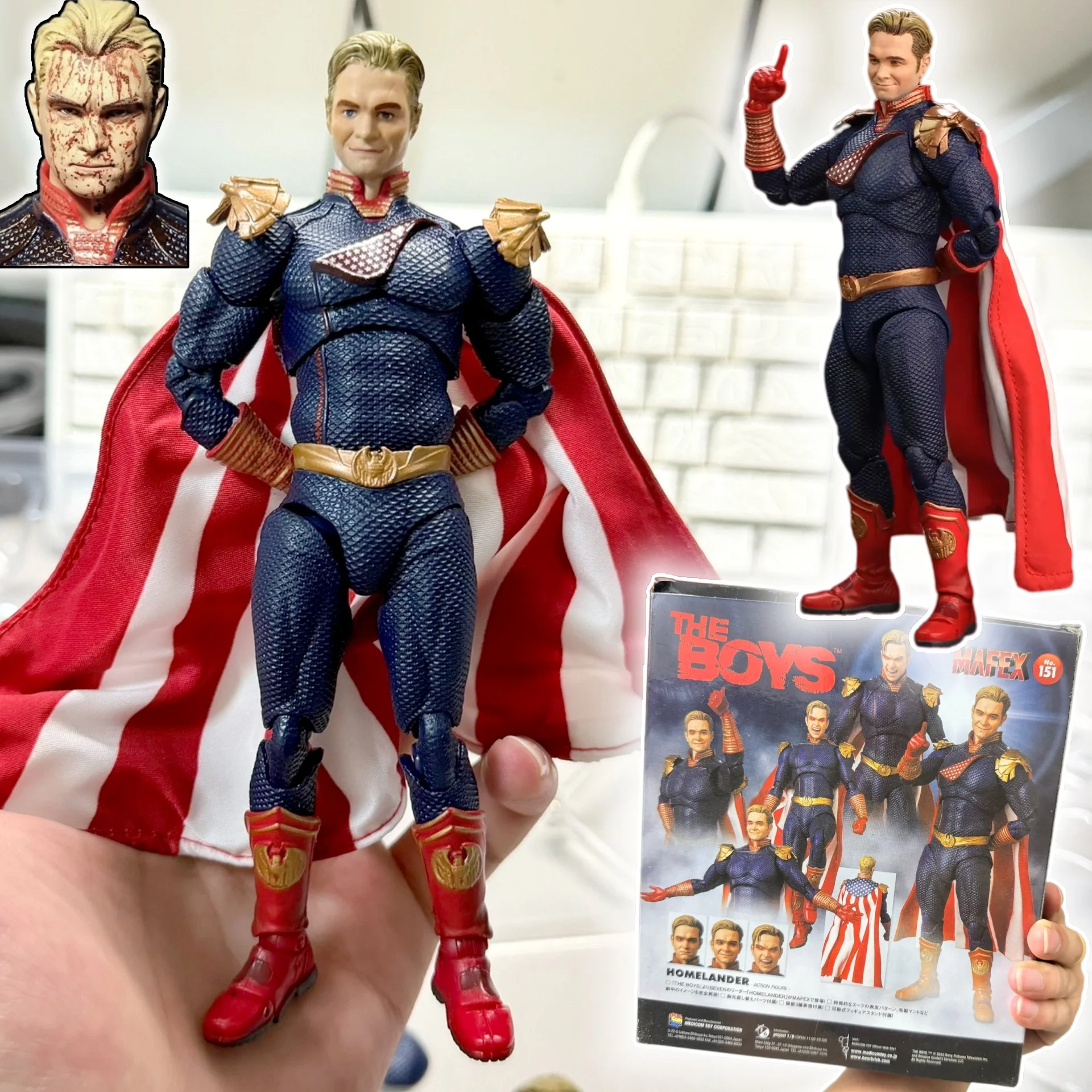 Фото Коллекционная эксклюзивная фигурка Mafex Homelander The Boys Blood Splatter Ver No 151 – идеальный подарок для взрослых коллекционеров №1