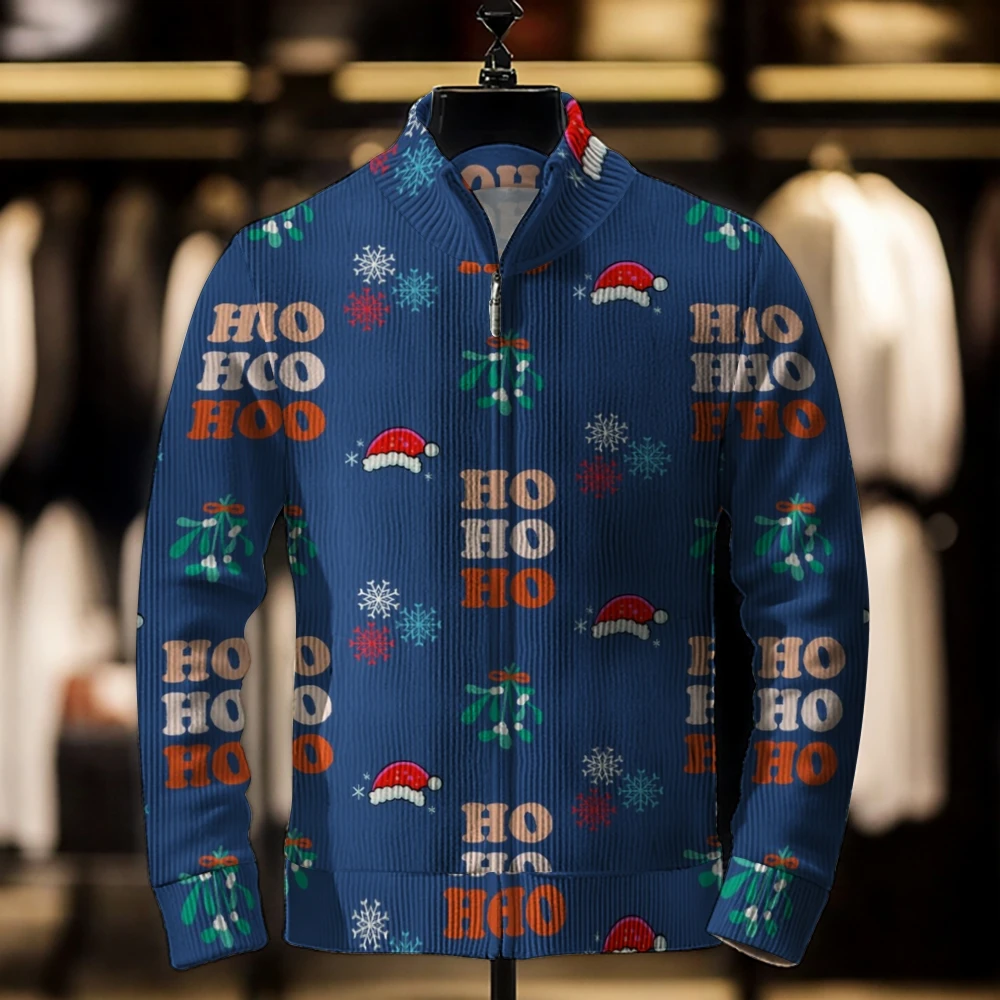 Мужской рождественский свитер с 3D принтом Uniqe кардиган свободная верхняя одежда