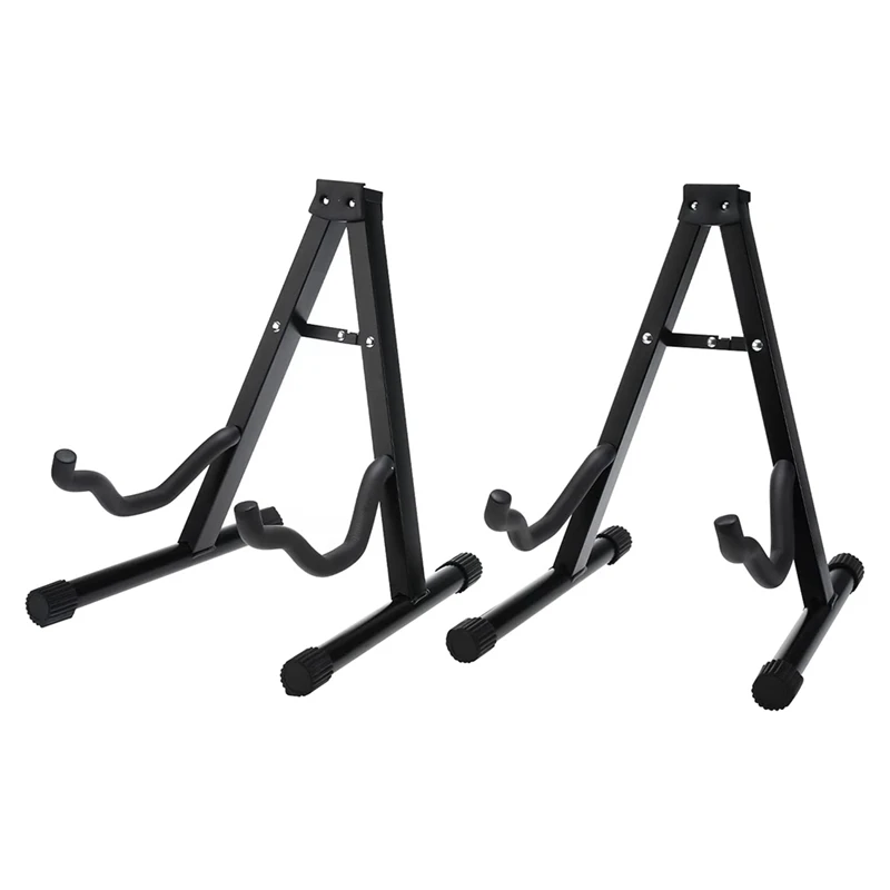 2Pcs Universal Guitar Stand,Folding A-Frame Guitar Stand With Padded Rubber For Acoustic Classical Electric Guitars Bass