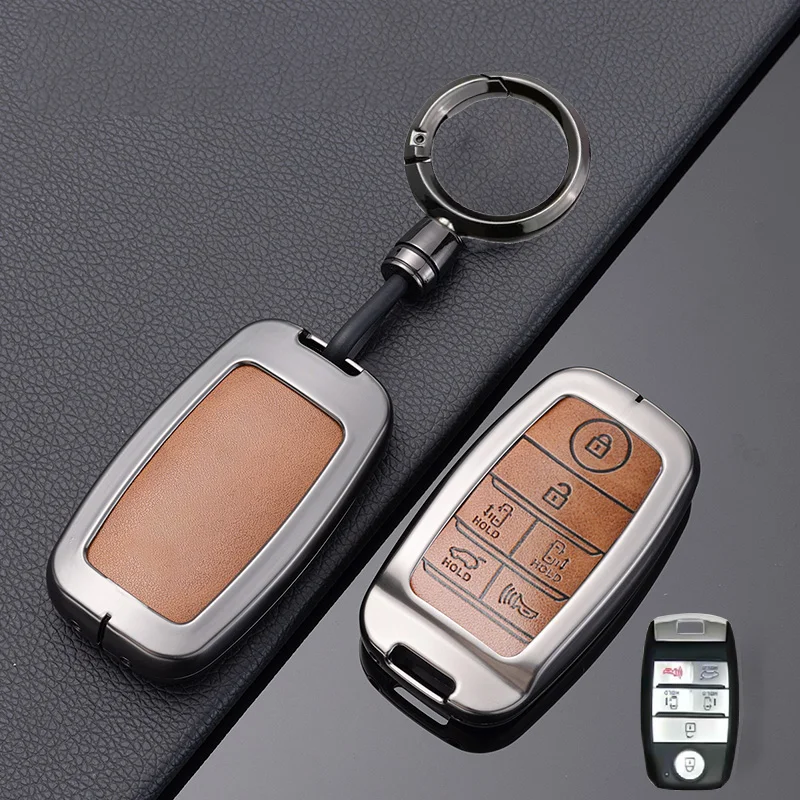 6-кнопочный чехол для пульта дистанционного управления, защитный чехол для ключей для KIA Sedona Grand Carnival Sorento, держатель для автомобильного ключа из цинкового сплава