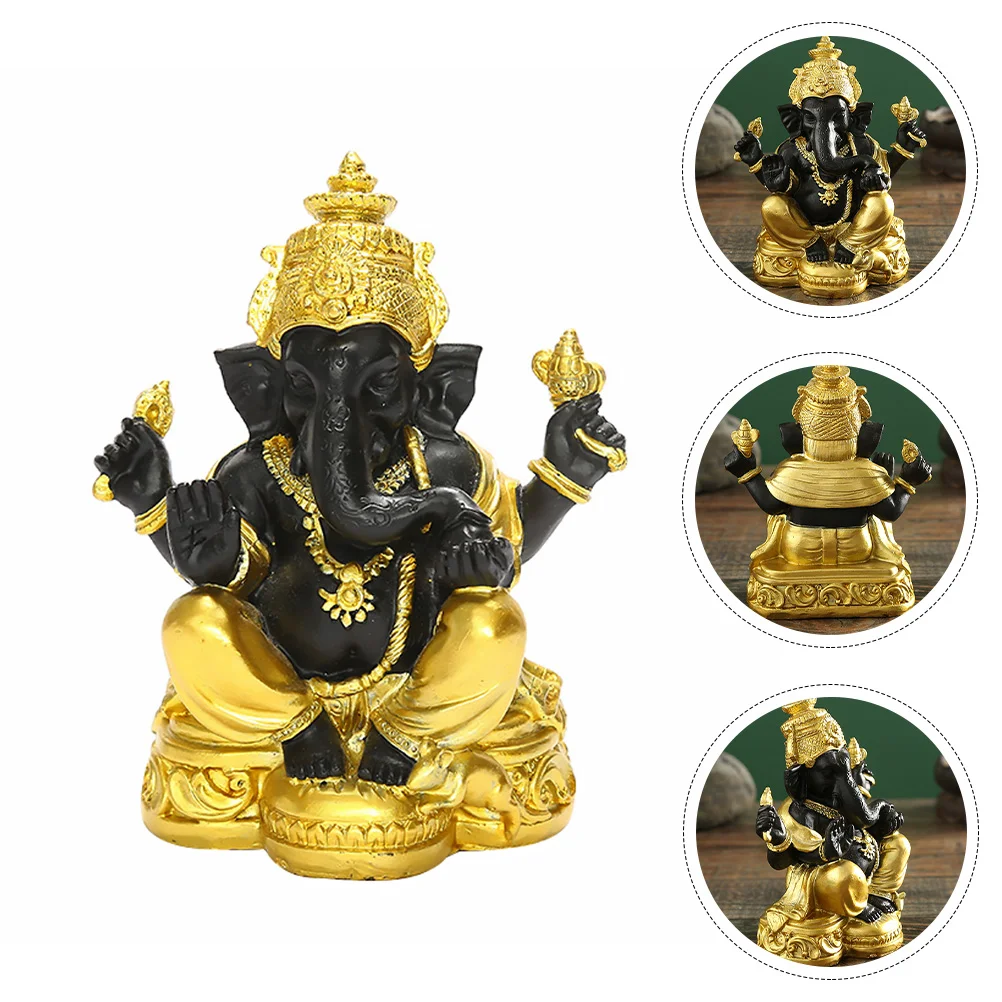 

1pc Hindu House Decorations For Elephant Statue Lord Ganesha Figurine Desk Top Decorsations Golden Ganesha Statue