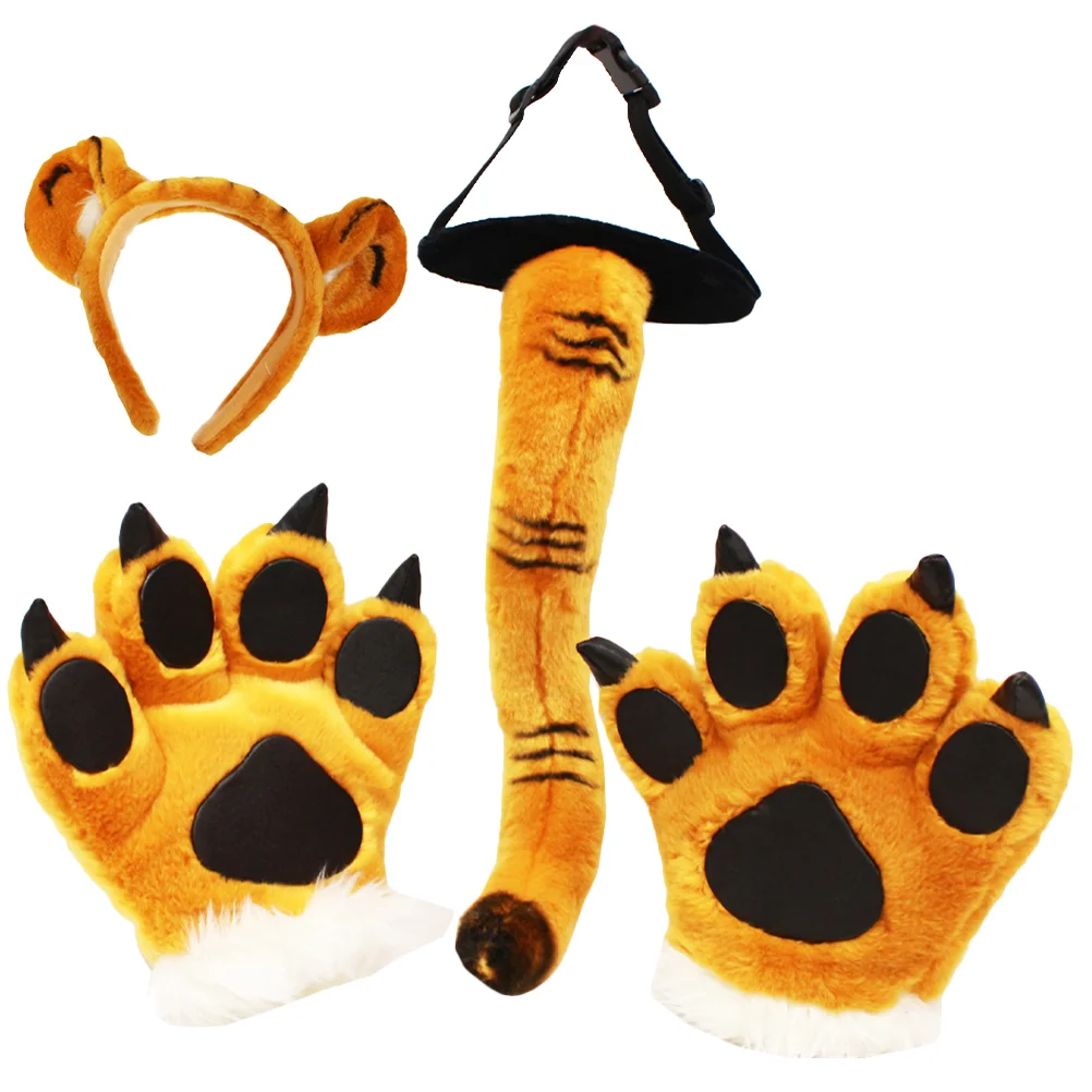 

1 Set Hair Ties Animal Ears Headband Paw Mittens and Tail Set