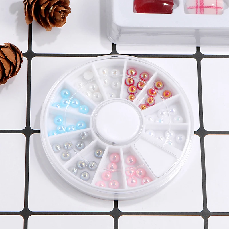 

1 Box Mix Colors 3D Nails Pearls Nail Art Tips Decorations Shiny Crystal Glitter Beads Jewelry Manicure Salon DIY Accessories