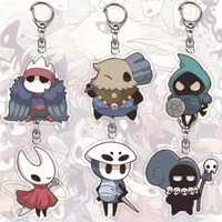 hot anime hollow knight character keychains for car acrylic cartoon key chain ring jewelry q version keyring boy funy gifts set