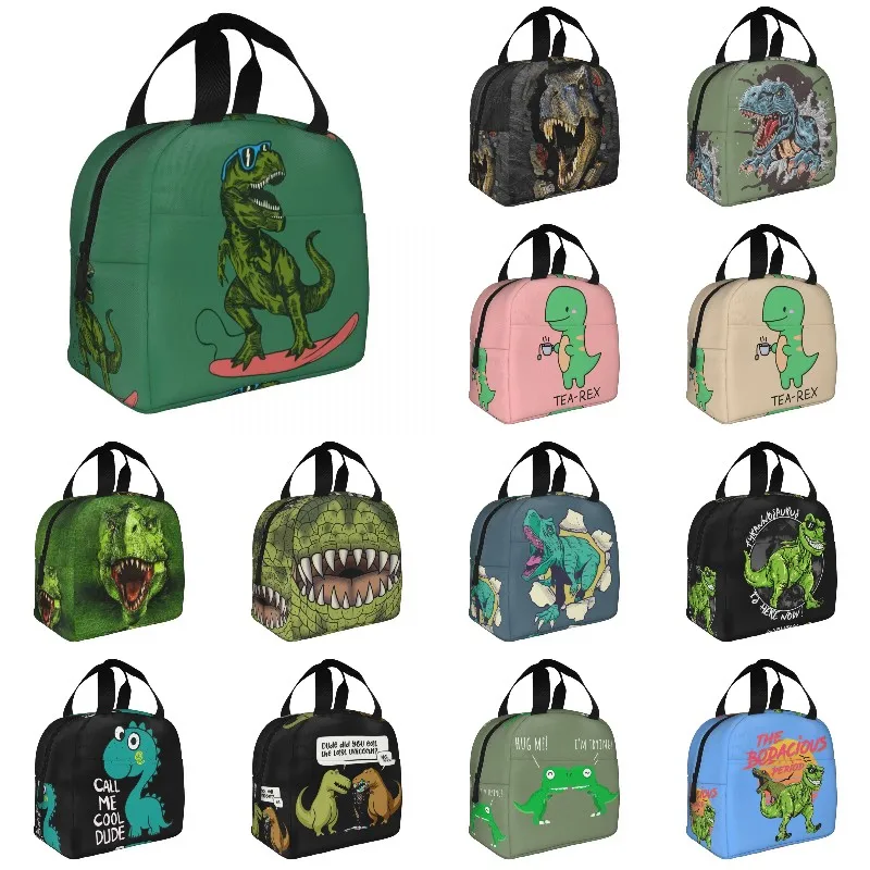 Cartoon Dinosaur Insulated Lunch Bag For Women Leakproof Thermal Cooler Lunch Tote Box For Kids School Children Food Bags