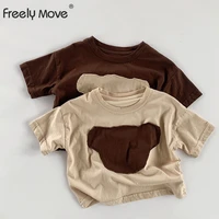 freely move girls boys tshirts kids cotton clothes children t shirts for baby toddlers bear t shirts short sleeve summer tops