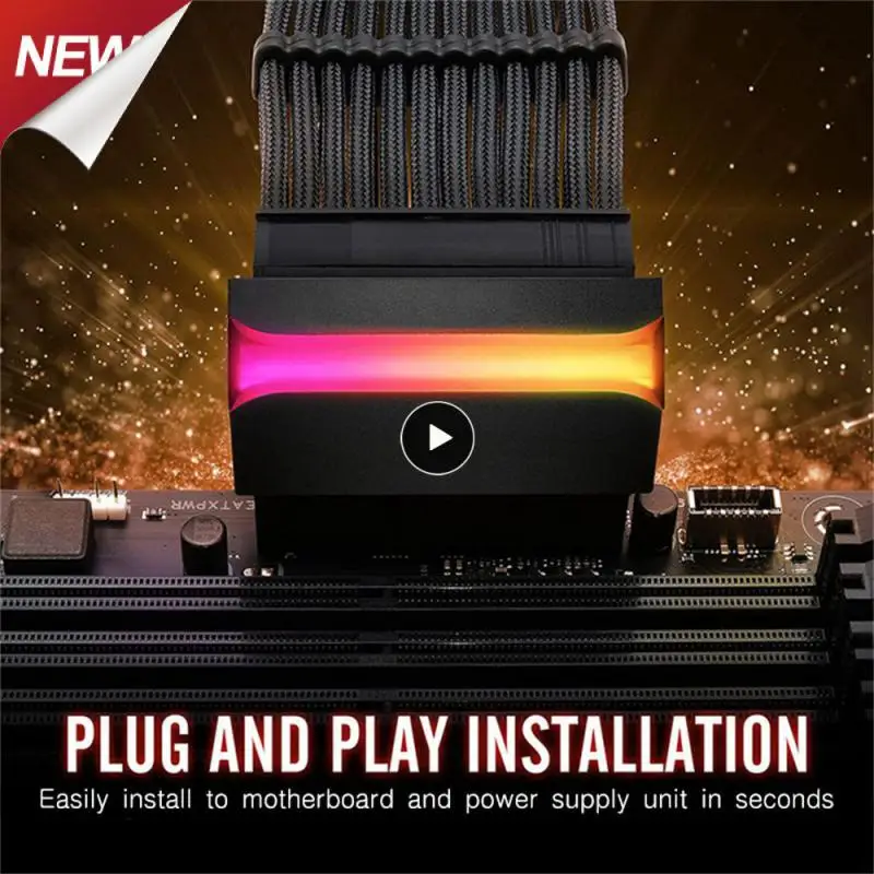 Установка адаптера питания Atx24-контактный светящийся Argb 24-контактный 90-градусный
