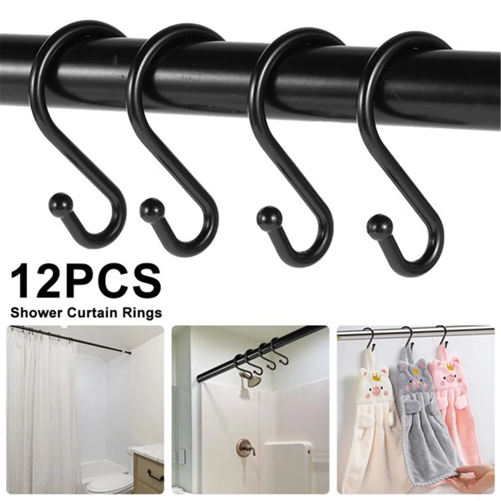 

12pcs Black S Shaped Hooks Hanging Heavy Duty S Hooks Hanger for Kitchen Bathroom Bedroom Office Pan Coat Bag Plants Hanger Rack