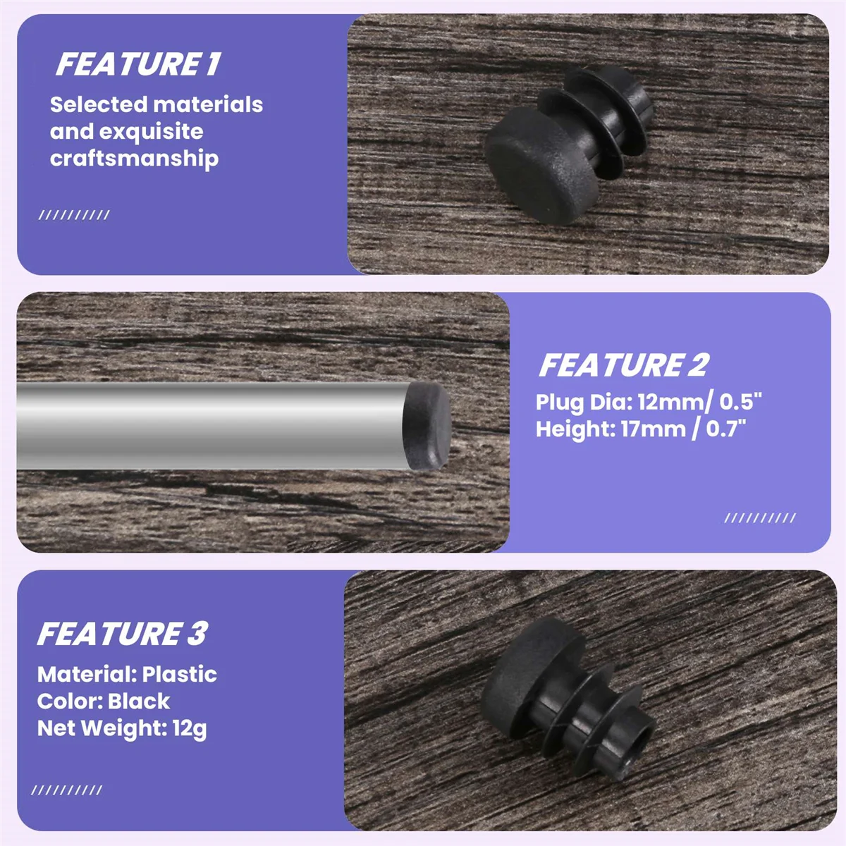 12 шт. пластиковые заглушки для труб диаметром мм заглушка круглая черная