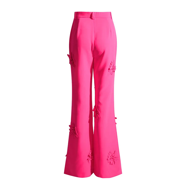 

VANOVICH Temperament Autumn 2023 New Fashion High Waist Slim Drape Three-dimensional Flower Decoration Casual Ankle-Length Pants