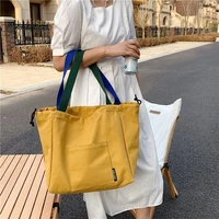 large capacity ladies canvas shoulder bag student schoolbags shopping bags drawstring simple tote bag womens canvas handbag
