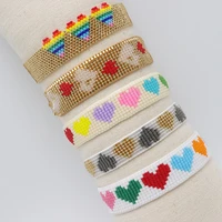 zhongvi 2022 new bohemia bracelet fashion miyuki rainbow heart jewelry handmade jewellery pulseras bracelets for women gift