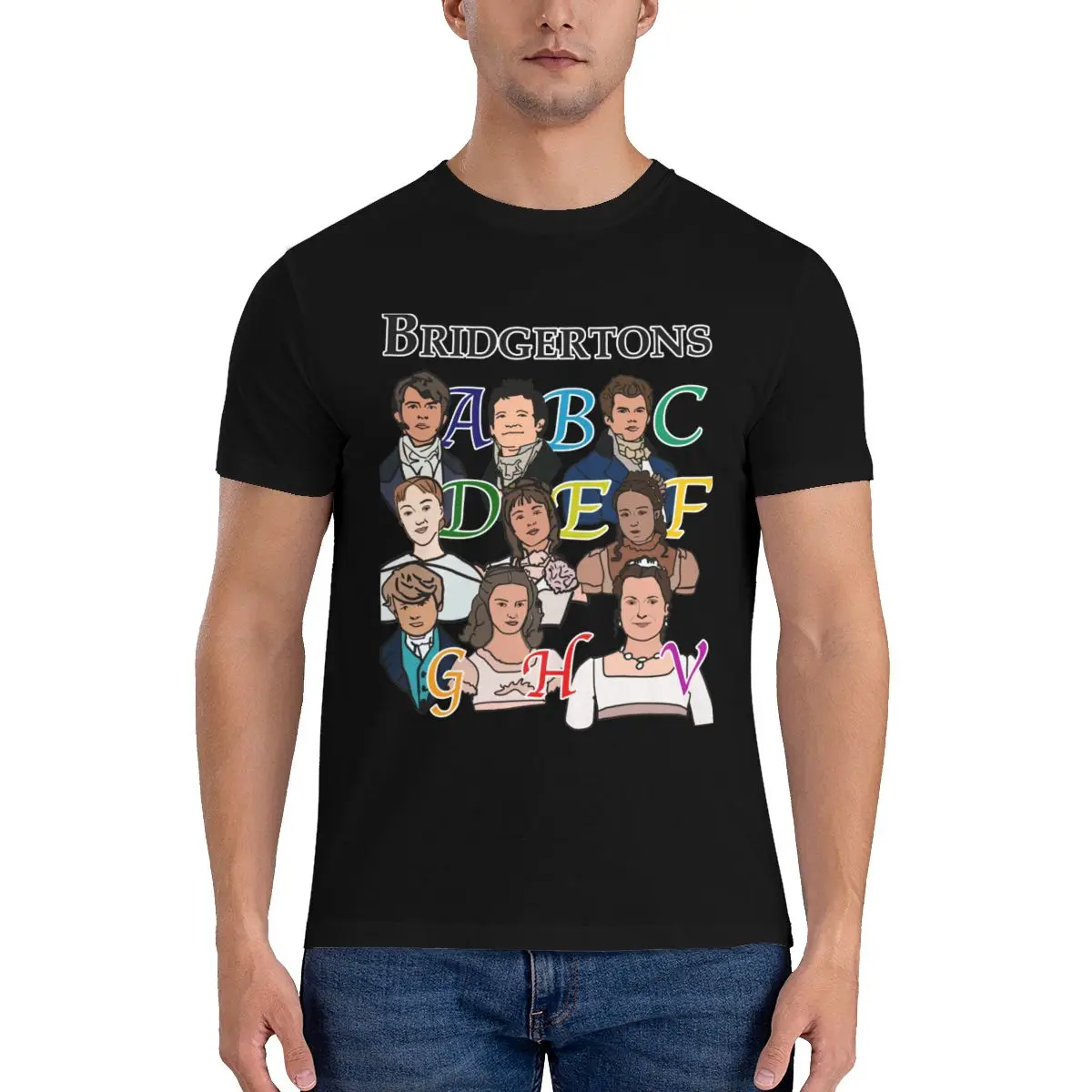 

Bridgerton Alphabet T-Shirts Tv Show bridberton colin duchess Cotton Vintage T-Shirt Round Neck Basic Tops Mens Couple Tees