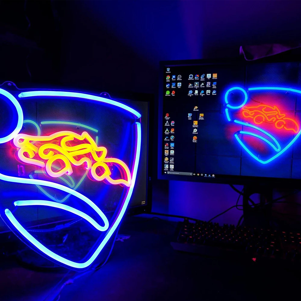 Пользовательский логотип Rocket League неоновая вывеска украшение игровой комнаты