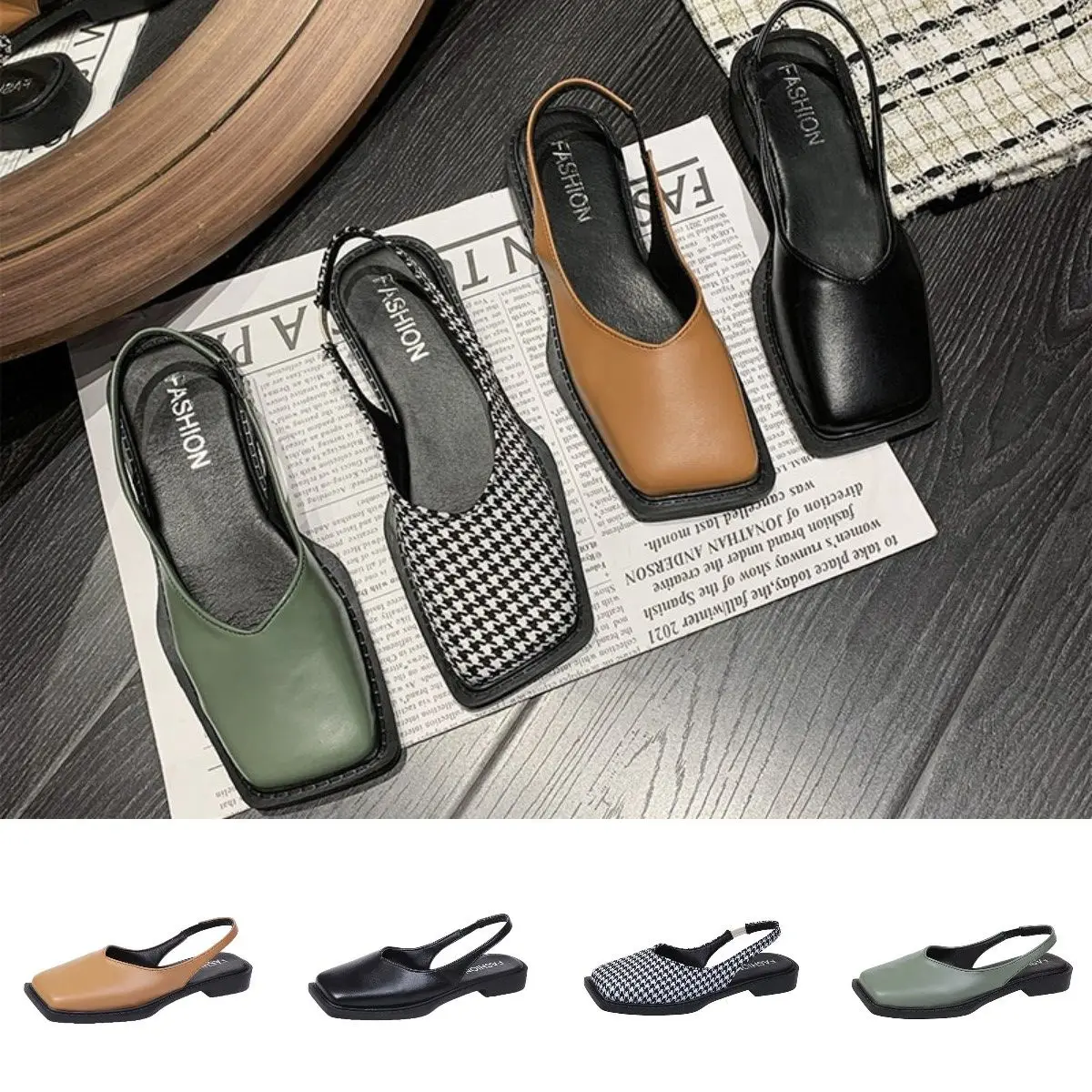 

Square Toe Women Flat Loafers Simple Style Women's Flats Mary Jane Shoes for Summer Solid Color Dress Shoe zapatillas mujer