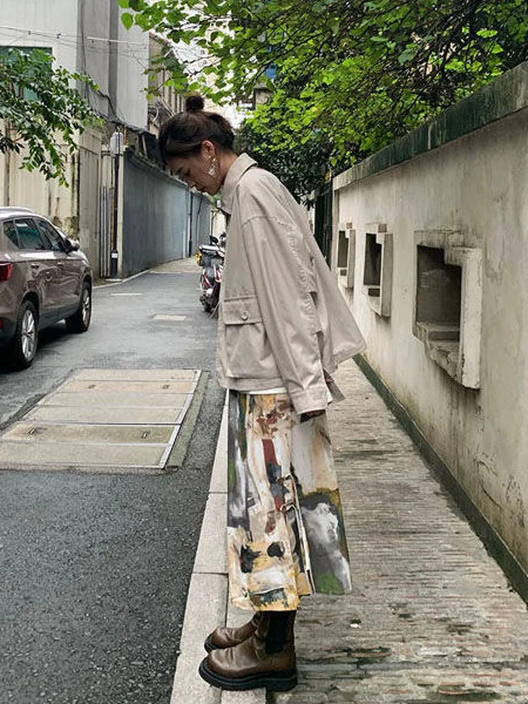 Tie Dye Oil Painting Skirts Womens Straight Split Long Skirt Harajuku Japanese Y2k Streetwear Gothic Faldas Largas Mujer 2022 images - 6