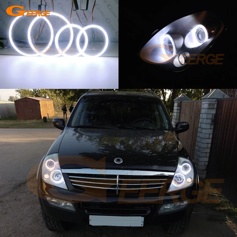 

For Ssangyong Rexton DAEWOO 2002-2012 Excellent Ultra Bright COB Led Angel Eyes Kit Halo Rings Day Light