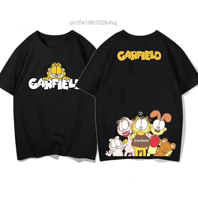 Милая футболка Garfield женская большого размера белого и розового цвета Yk2