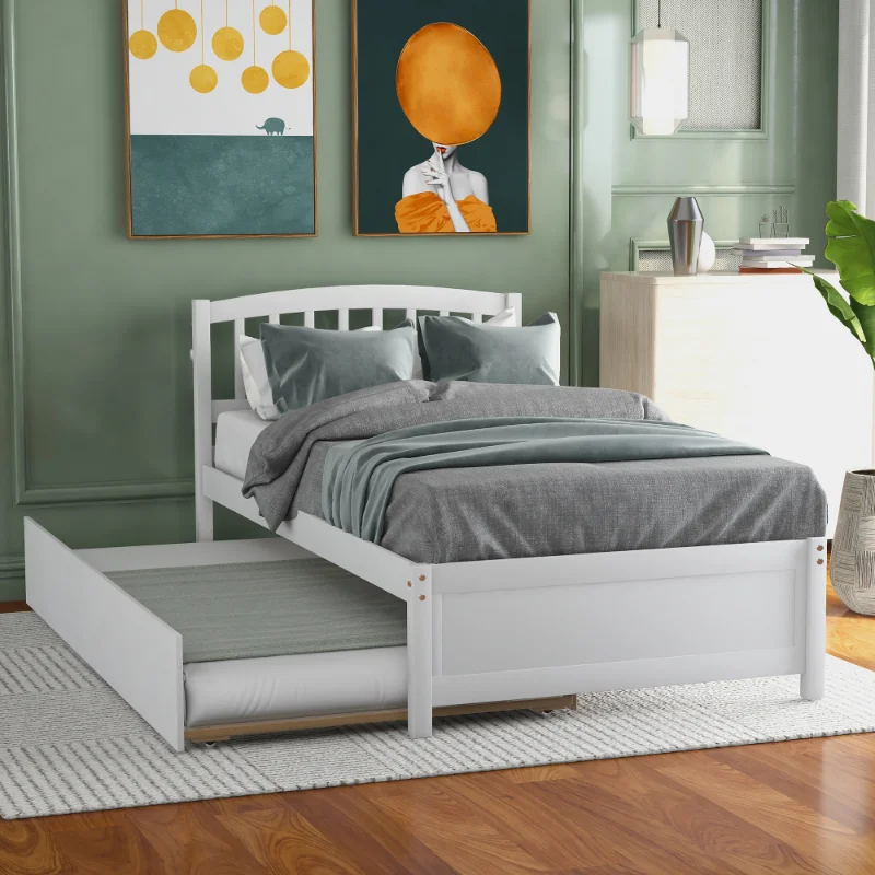 With Trundle\  White White Solid Wood [us Stock]