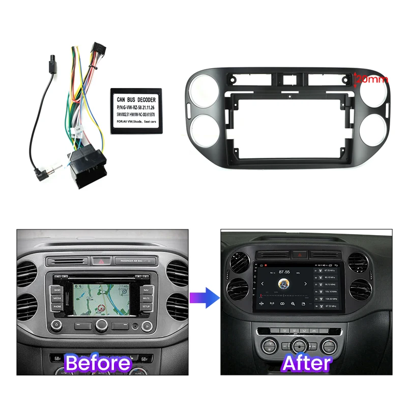2 Din Автомобильный радиокабель рамка для VW Volkswagen Tiguan 1 NF 2006 - 2016 Fascia Dash Kit DVD Радио