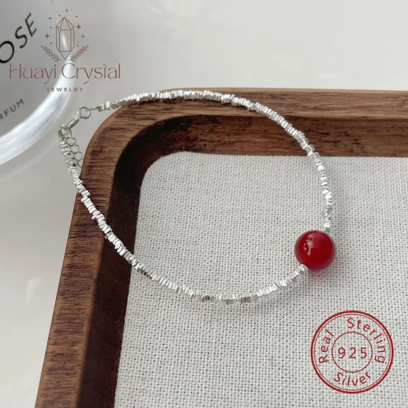 Ювелирные изделия ручной работы из натурального красного агата серебро S925