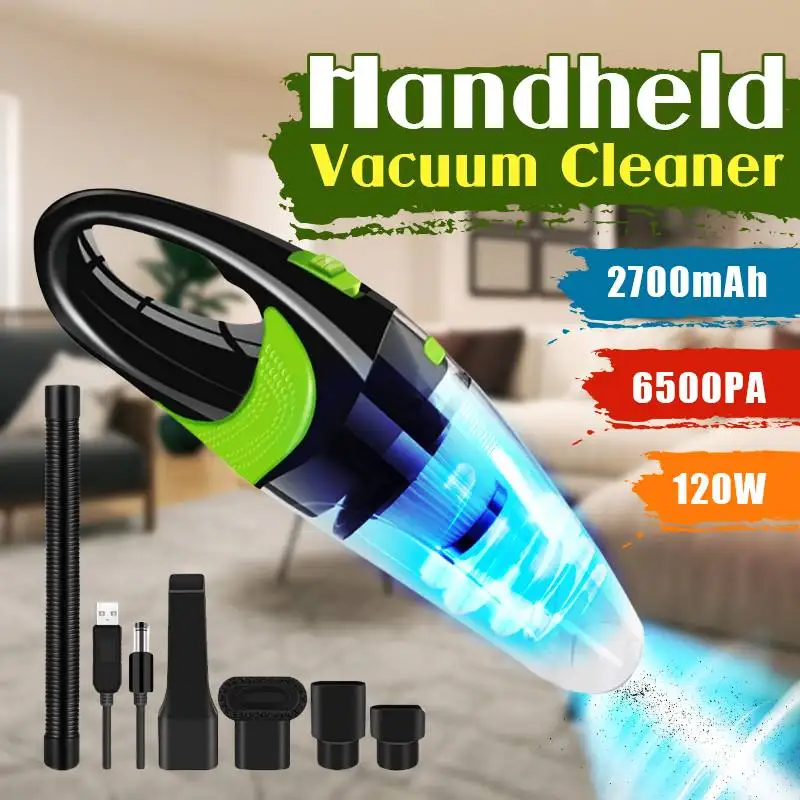 

Powerful 6500pa Car Vacuum Cleaner 120W Car Handheld Wet & Dry Dual Use Portable Vacuum Cleaners Auto for Home Office