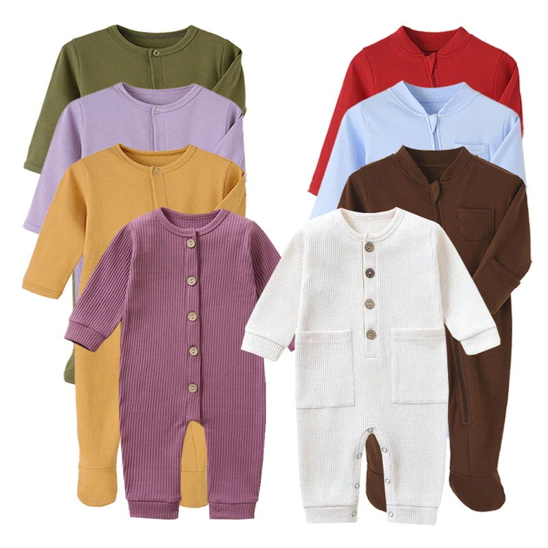 100% Cotton 1-3pcs Newborn Baby Rompers Infantil Jumpsuits Pijama Sleepers Footies Long Sleeved Sleepsuits Roupa De Bebe Growing
