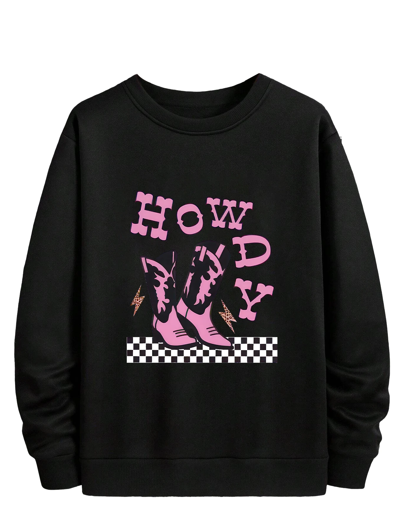 Худи женское с графическим принтом и круглым вырезом в ковбойском стиле