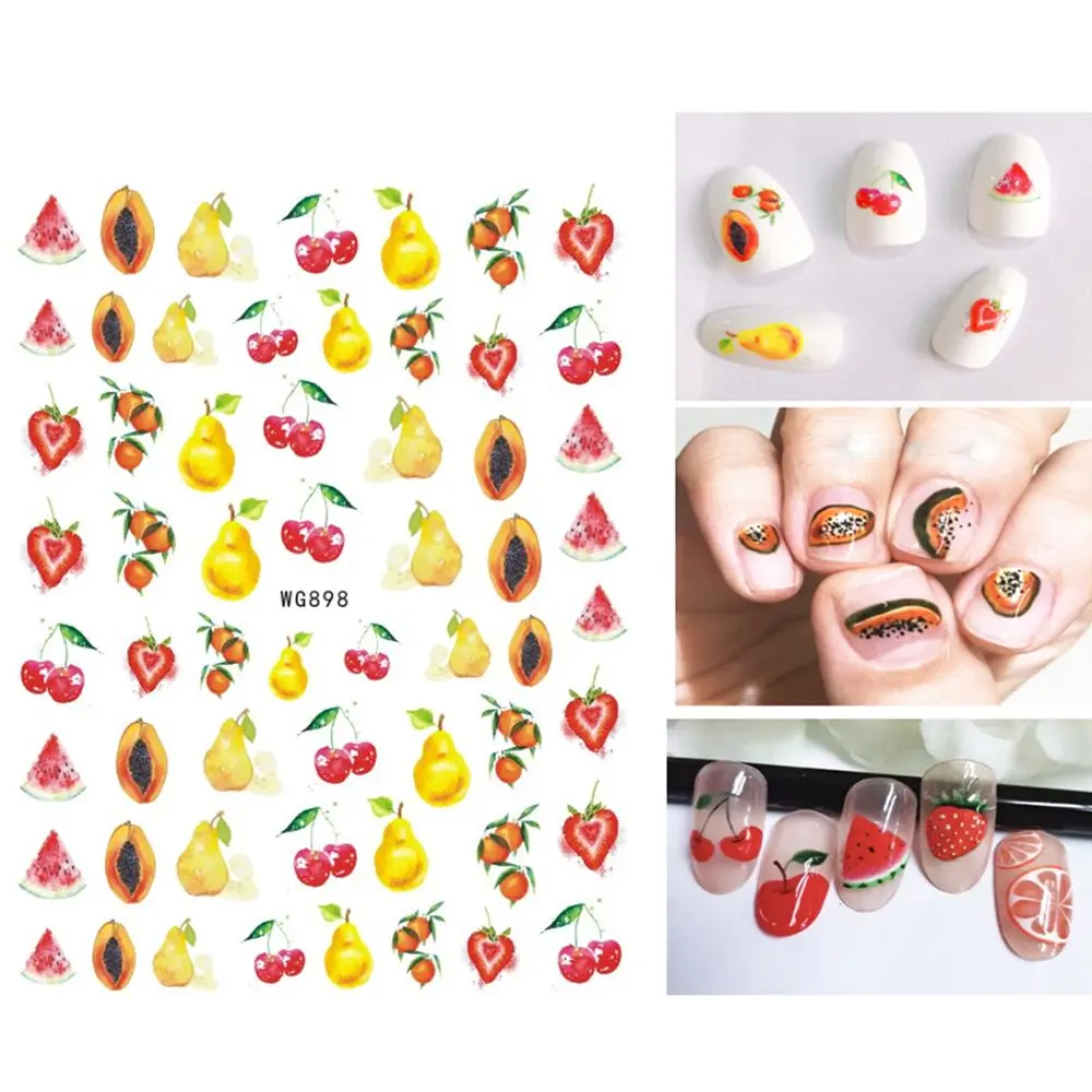 

DIY Nail Art Decoration Manicure Sticker Summer Nail Decals Fruit Nail Sticker Strawberry Flower Lemon