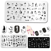 126 cm nail art sexy lady shape stamping plates diy transfer cartoon mouse templates cute ears modelling nail art templates 36