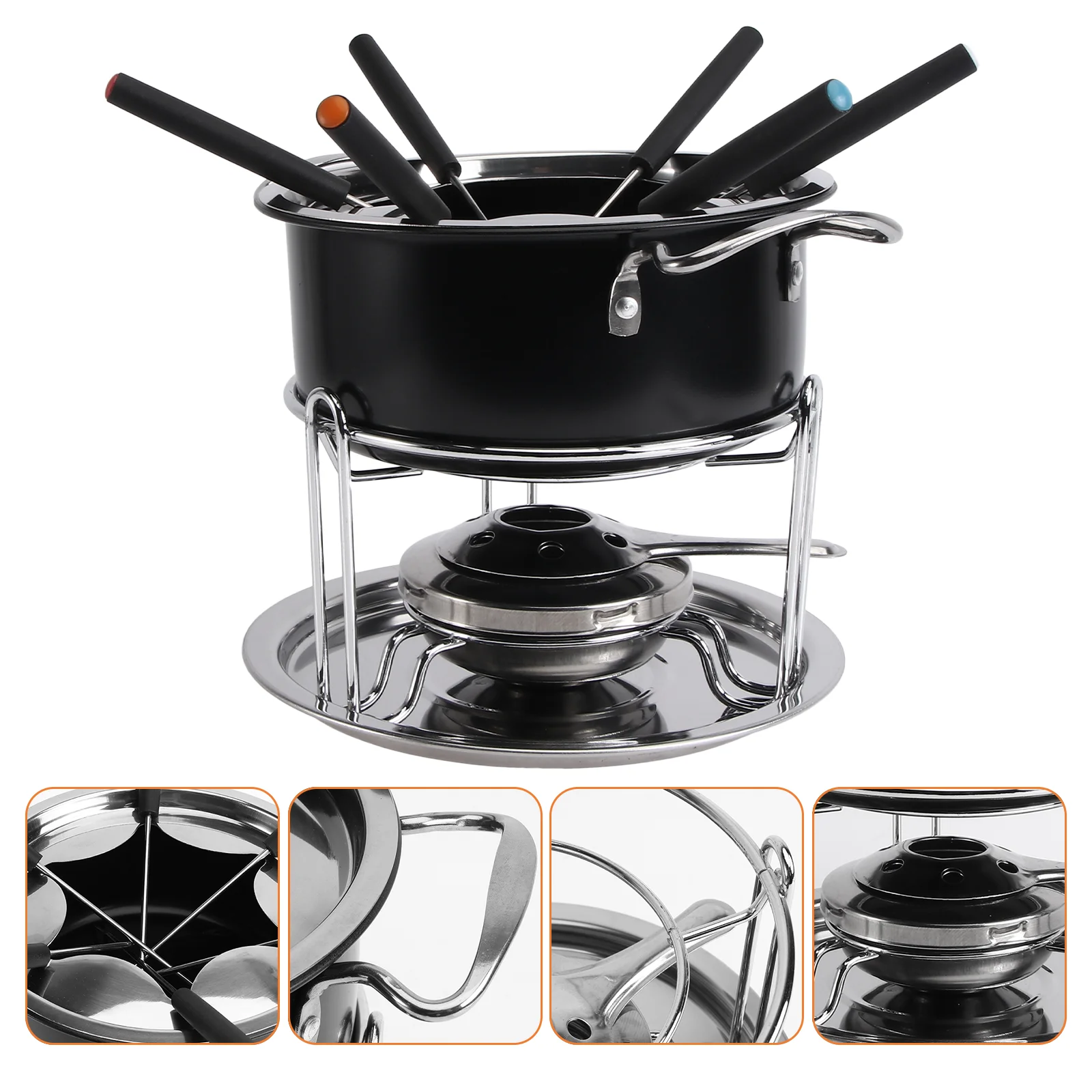 

Fondue Pot Chocolate Melting Butter Boiler Steamer Fuel Paste Double Fountain Seasoning Cheese Warmingwarmer Set Kitchen Pan