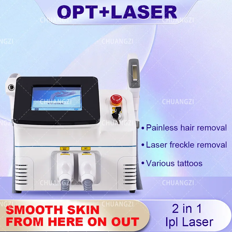 

2023 New 2 in 1 Ipl Opt Hair Removal Nd Yag Tattoo Machine Freckle Remove Washing Eyebrow Professional Beauty Equipment