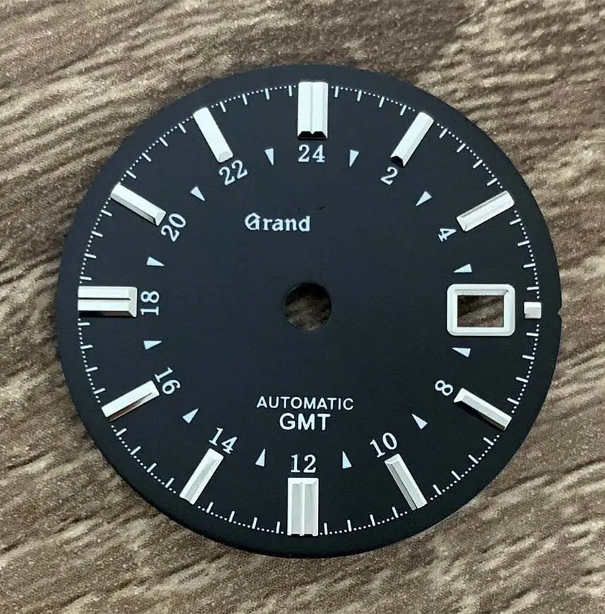 Watch Accessories 31MM Dial White Green Black No Luminous GMT Dial Fits Japanese NH34 Mechanical Movement