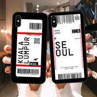 travel ticket label paris seoul toronto phone case for iphone 13 pro max 12 mini 11 xr 7 8 6 plus se 2020 x xs black soft cover