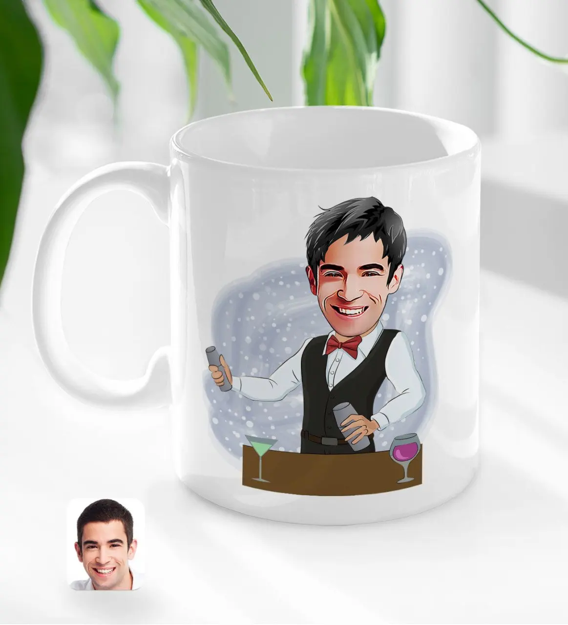 

Персонализированная карикатура Bartender Of White Mug Bardak-1