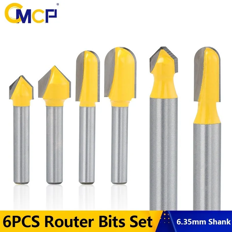 

CMCP Slot Milling Cutter 1/4 Shank 90 Degrees V Groove Router Bit ,Core Ball Nose End Mill for Woodworking Tool