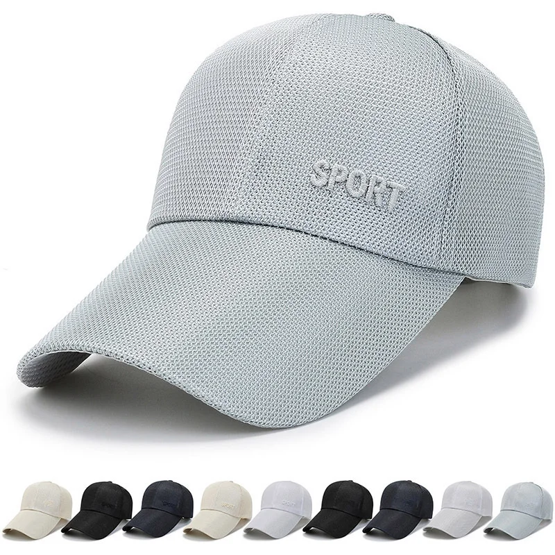 

Grid Outdoor Sports Men's Long Brim Spring Summer Thin Breathable Cap Casual Fishing Sunscreen Hat
