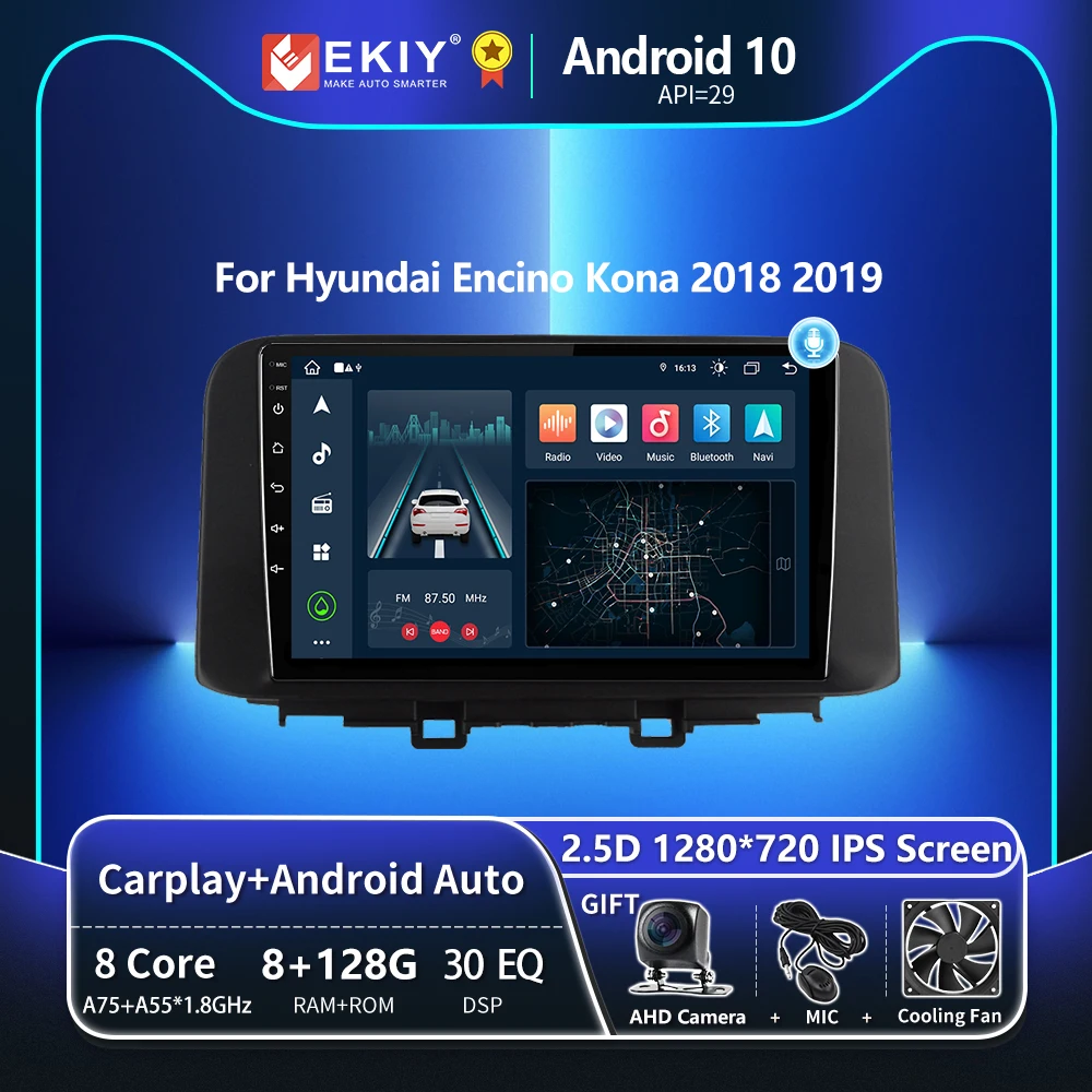 EKIY T8 8G 128G Автомобильный радиоприемник для Hyundai Encino Kona 2018 2019 Навигация GPS Стерео