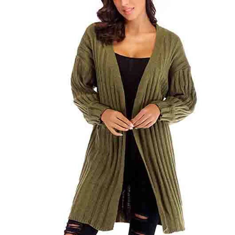 

Женская свободная куртка средней длины с длинным рукавом, вязаный свитер, кардиган на осень и зиму, Повседневная теплая куртка
