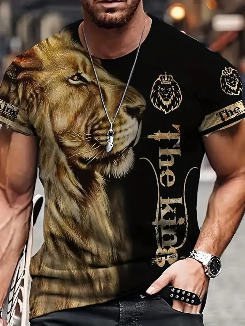 

Summer Men's Unisex T-shirt with Tiger Pattern Print Round Neck 3D Print Outdoor Street Short Sleeve Clothing Sport Casual