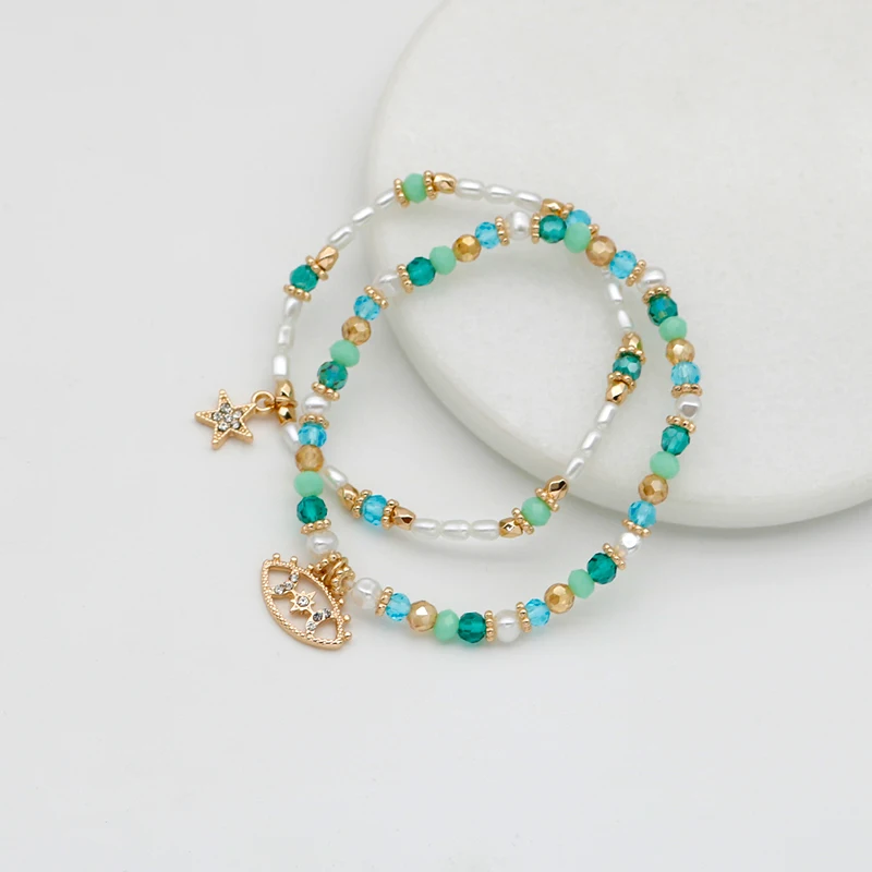 Набор из двух браслетов разных цветов для женщин в богемном стиле новый дизайн