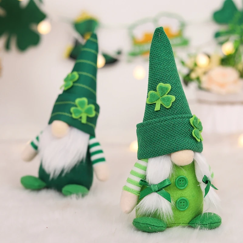 St.Patrick's Day Gnome Green Hat Doll Plush Elf Decorations Handmade with Lanyard Irish Leprechaun Party Decor for Kids Gift images - 6